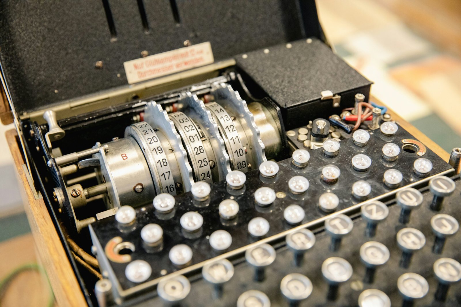 a typewriter with many buttons